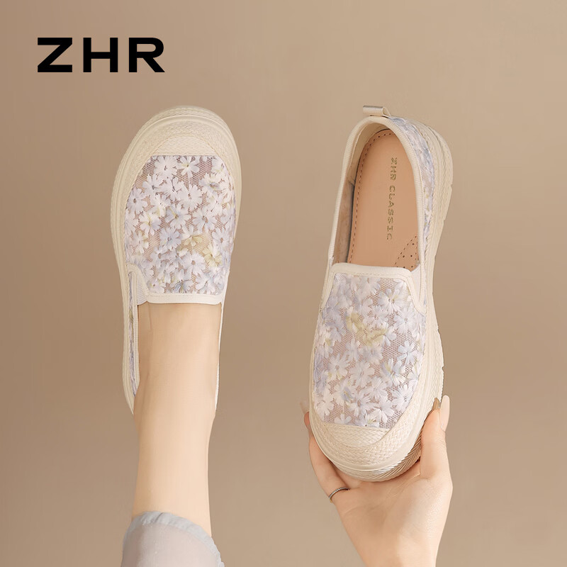 ZHR则则渔夫鞋女夏2026年新款舒适轻便软底懒人鞋一脚蹬布鞋W137E浅蓝38