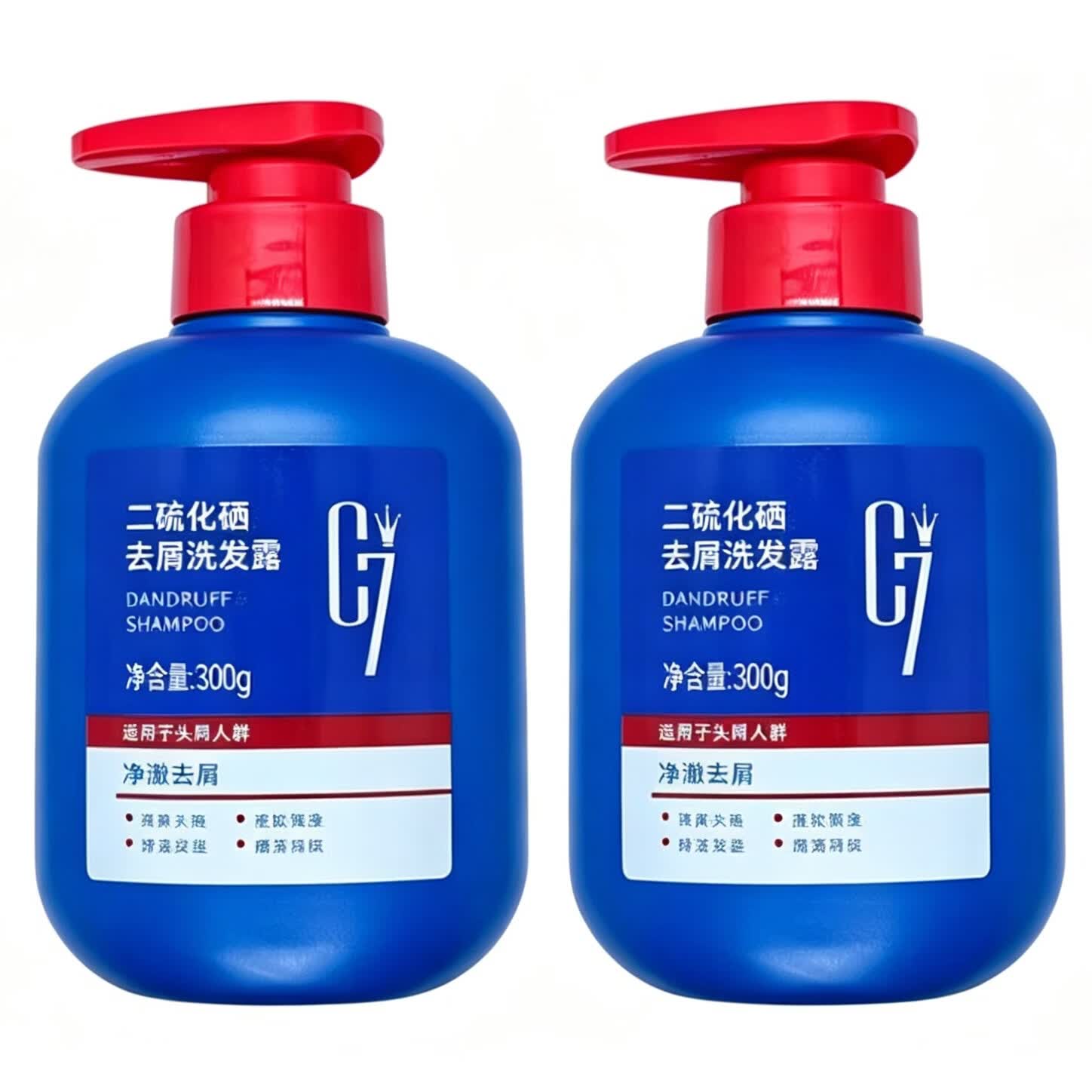 C7二硫化硒去屑洗发露 控油止痒改善头屑 清爽头皮男女家用洗发水 二瓶
