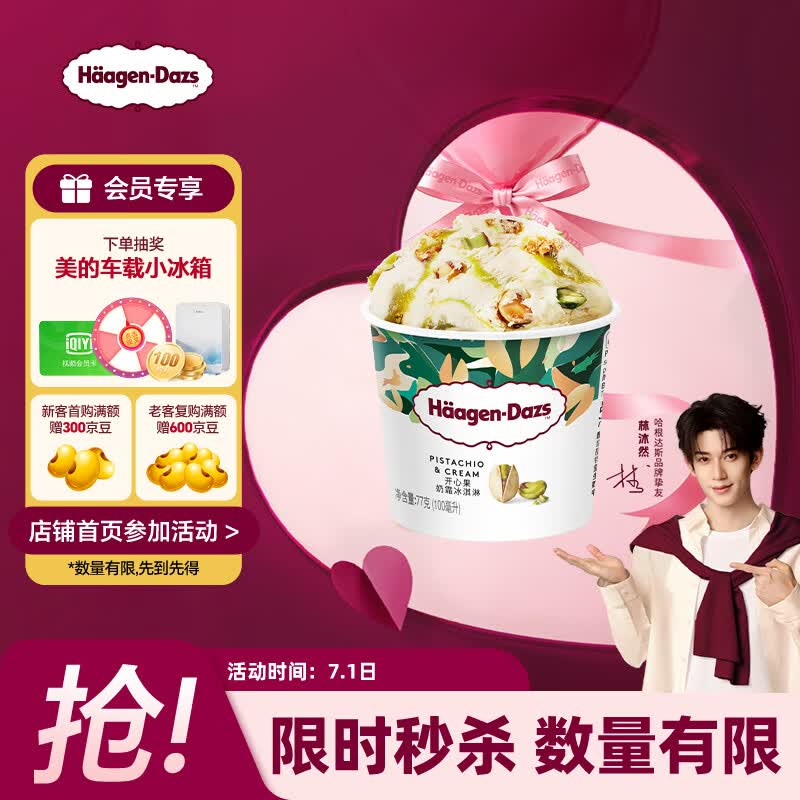 哈根达斯（Haagen-Dazs）开心果奶霜口味冰淇淋100ml/杯 雪糕