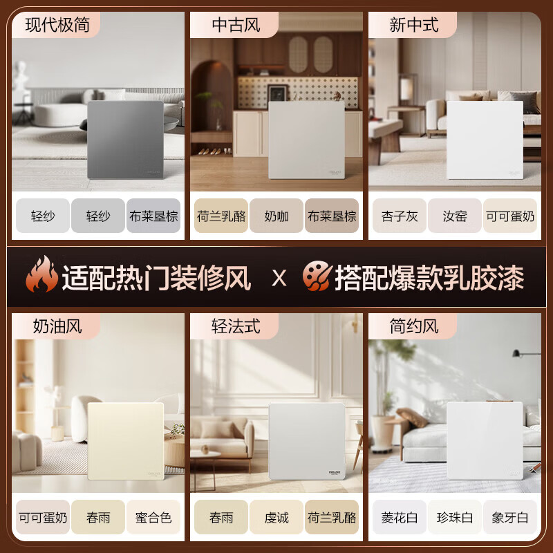 德力西（DELIXI）【清单】开关插座面板827S灰五孔多孔插座套餐86型墙面插座 【免费算单】联系客服清单全屋配齐定制多系列颜色可选