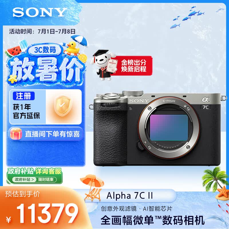 索尼（SONY）Alpha 7C II全画幅微单相机 创意外观滤镜 AI智能芯片 银色 单机身（a7c2/A7C II/A7CM2）