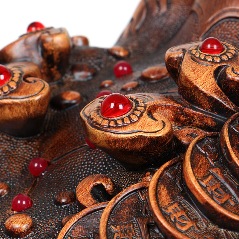 泊珑金蟾摆件大号三足蟾蜍开业礼品金蝉店铺办公室收银台装饰品 小号A款(进宝)檀木色