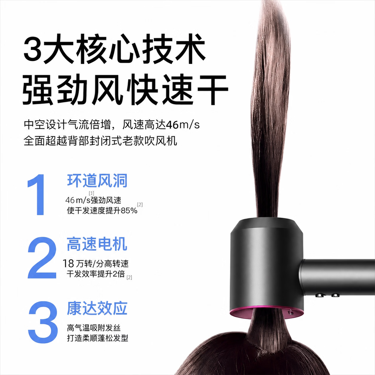 【华强北顶配原版1:1】高速无叶家用负离子大风力理发店吹风机负离子护发静音速干不伤发电吹风筒 45亿负离子【蔻丹红】单风嘴 2026升级款【工厂直发】