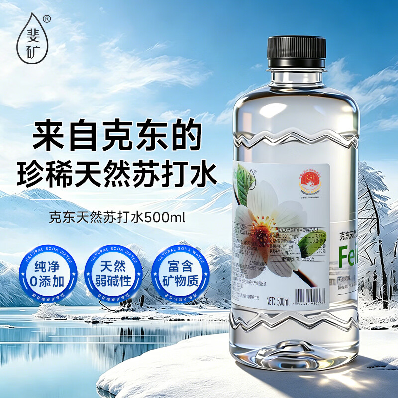 斐矿新品尝鲜克东天然苏打水500ml*12瓶/箱 整箱运动补水地标保护