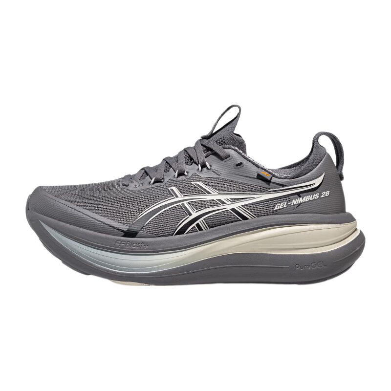 亚瑟士ASICS男子缓震抓地GO系列跑鞋 GEL-NIMBUS 28 GO 灰色/米色 42
