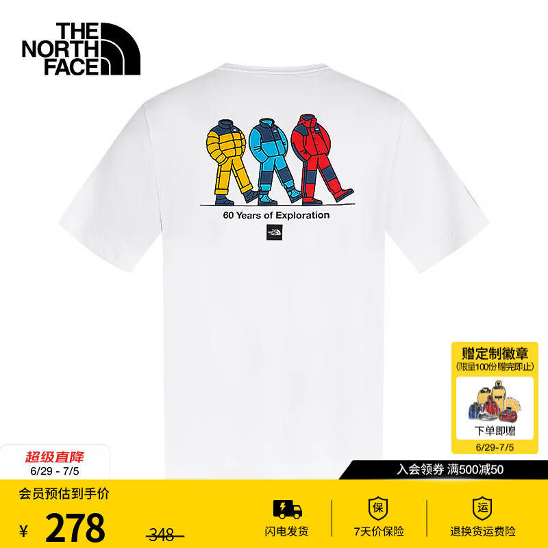 北面（The North Face）速干短袖T恤情侣款运动户外60周年庆短袖26春夏新款|8GX2 FN4/雪峰白 S/165