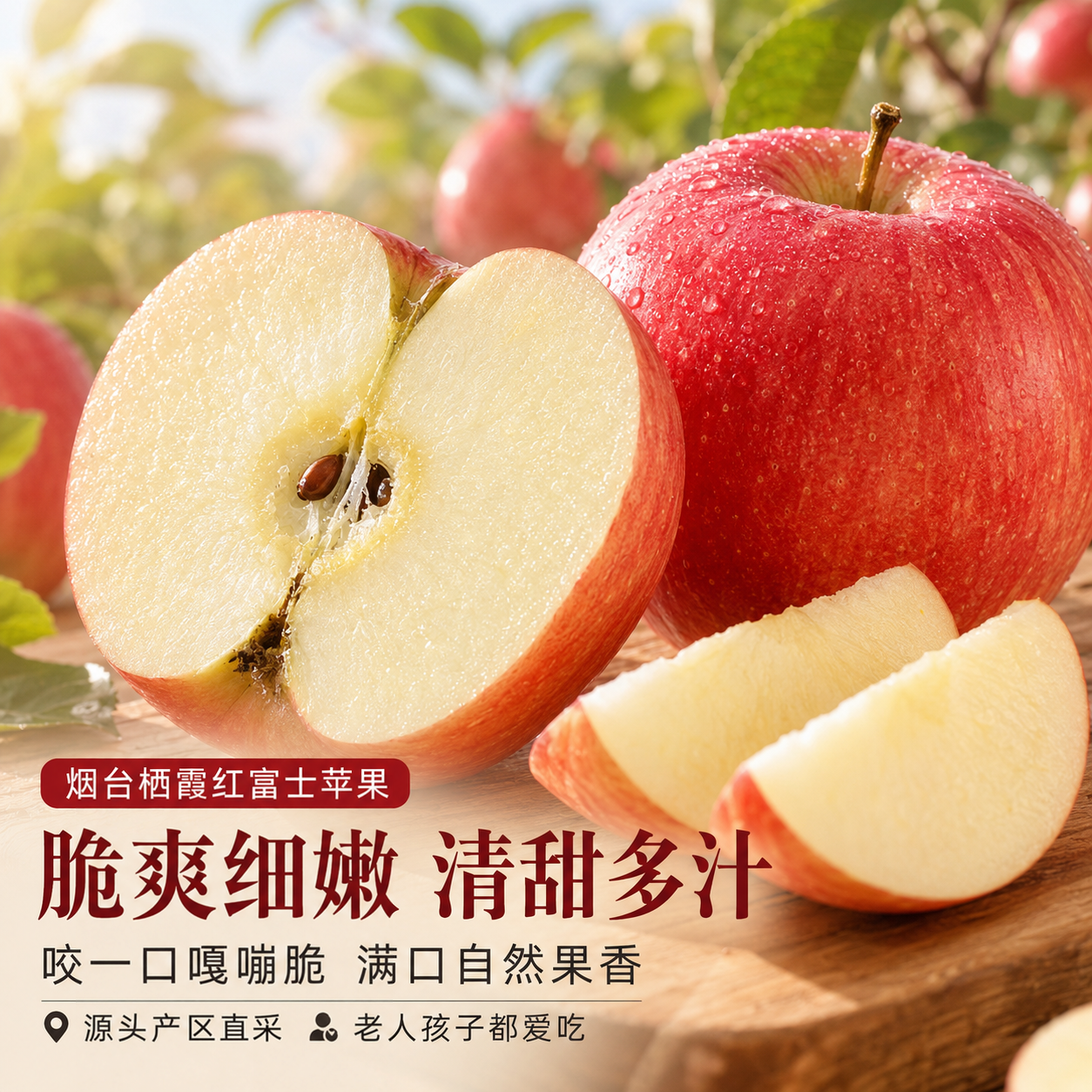 东鲜丰烟台苹果栖霞红富士新鲜水果生鲜山东特产脆甜整箱平果礼盒礼品 红富士 75-80 4.5斤装