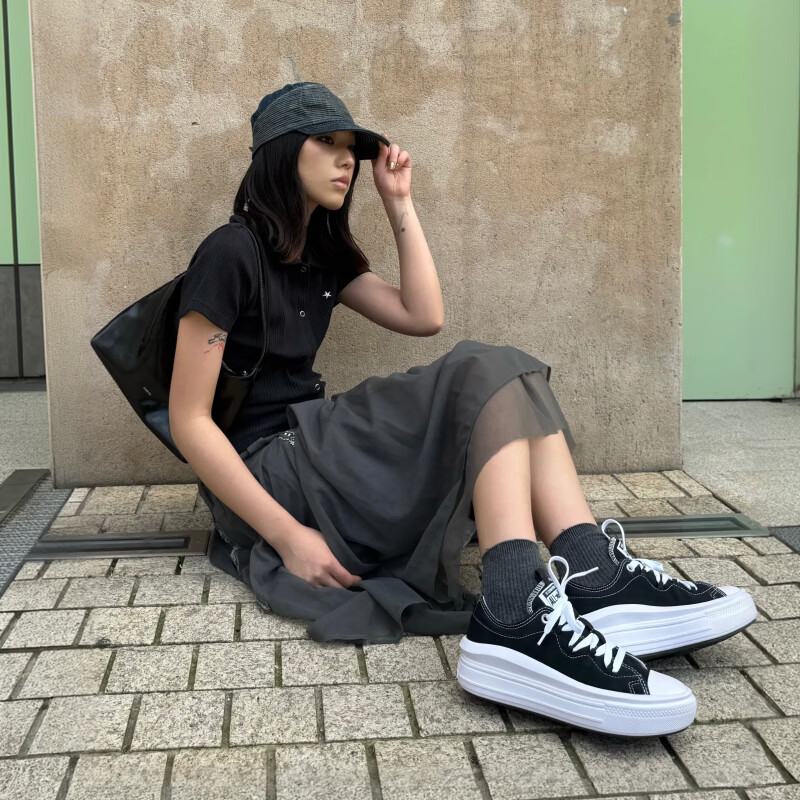匡威（Converse）AllStarMoveSE秋季新品云朵厚底鞋2代云雾粉A25040C 复古黑 37