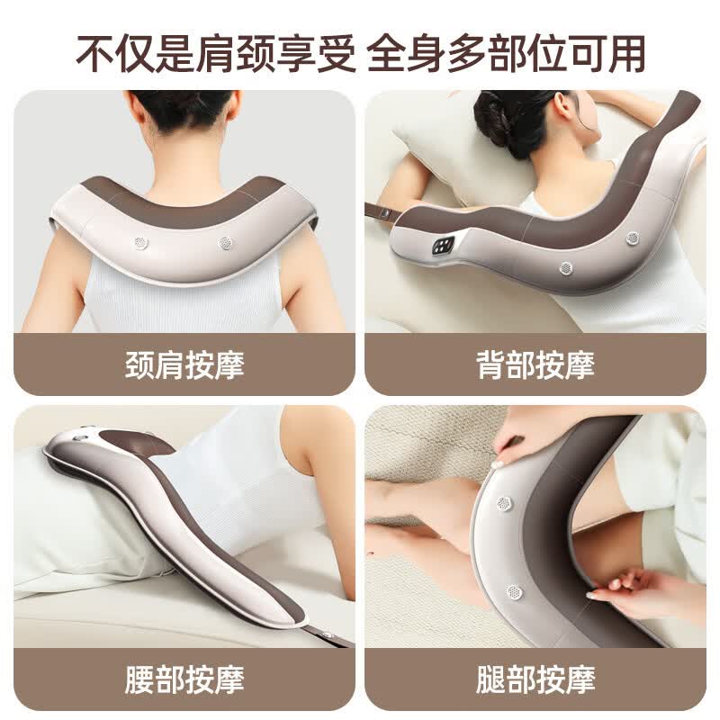 按摩披肩揉捏家用多功能加热捶打颈椎肩部按摩仪斜方肌按摩器 标准款|双捶头 多模式热敷按摩