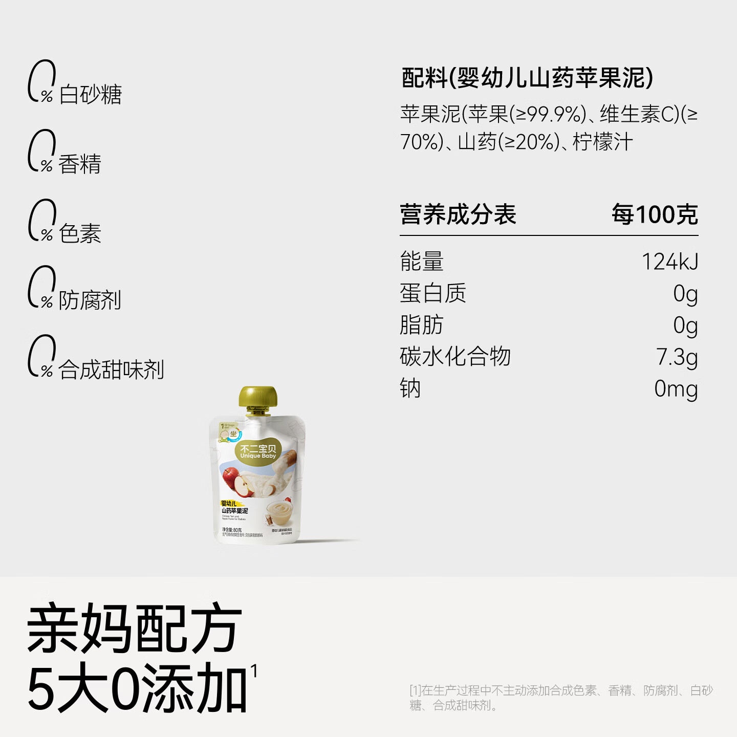 不二宝贝山药苹果泥西梅婴儿幼儿童6个月1岁以上搭无添加宝宝零辅食 【5袋 | 肚肚好舒服】婴标山药苹果蔬泥 80g*5袋