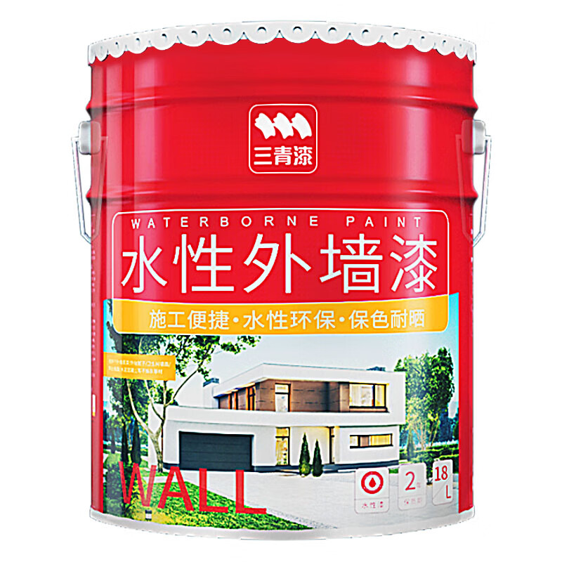三青 水性外墙乳胶漆防水防晒自刷户外涂料卫生间防水漆室外墙面漆白色 20KG