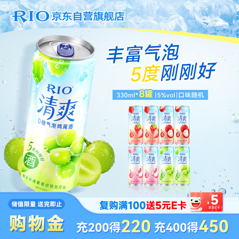 锐澳（RIO）预调 鸡尾酒  洋酒 冰饮果酒 洋酒清爽0糖系列 330ml*8罐 送礼