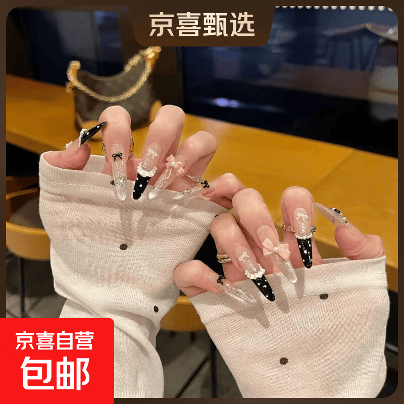 4.0细狗长尖合集新款高级显白气质美甲轻奢爆闪纯欲风手工穿戴甲 赫本礼裙 S