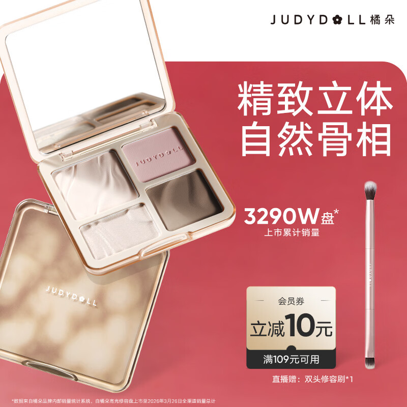 橘朵（Judydoll）高光修容综合盘粉饼鼻影阴影提亮毕业礼物新手#04绯影盘
