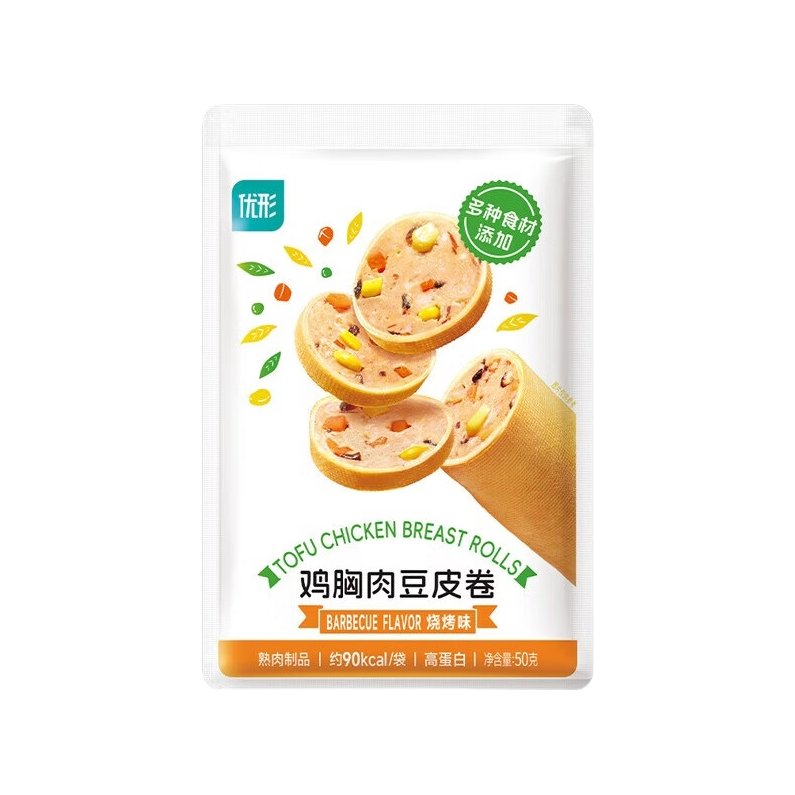 优形（ishape）【任选10件】口袋鸡胸肉即食鸡排丸子豆卷健身代餐轻食充饥休闲食 【推荐】鸡胸肉豆皮卷烧烤味50g*1袋