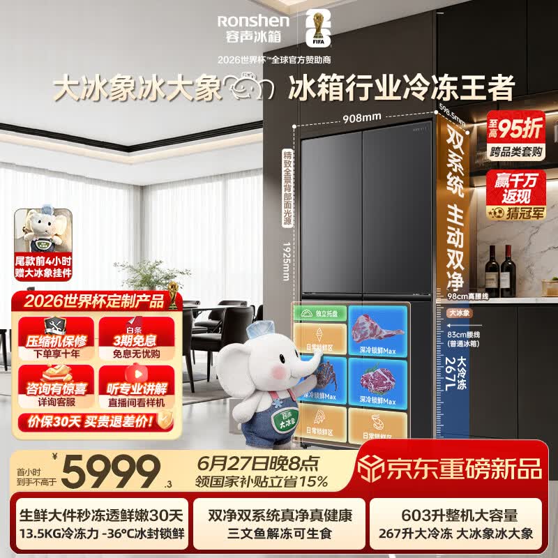 美的旗舰店冰箱 7584.1元，容声自营冰箱 7792元 - 86线报