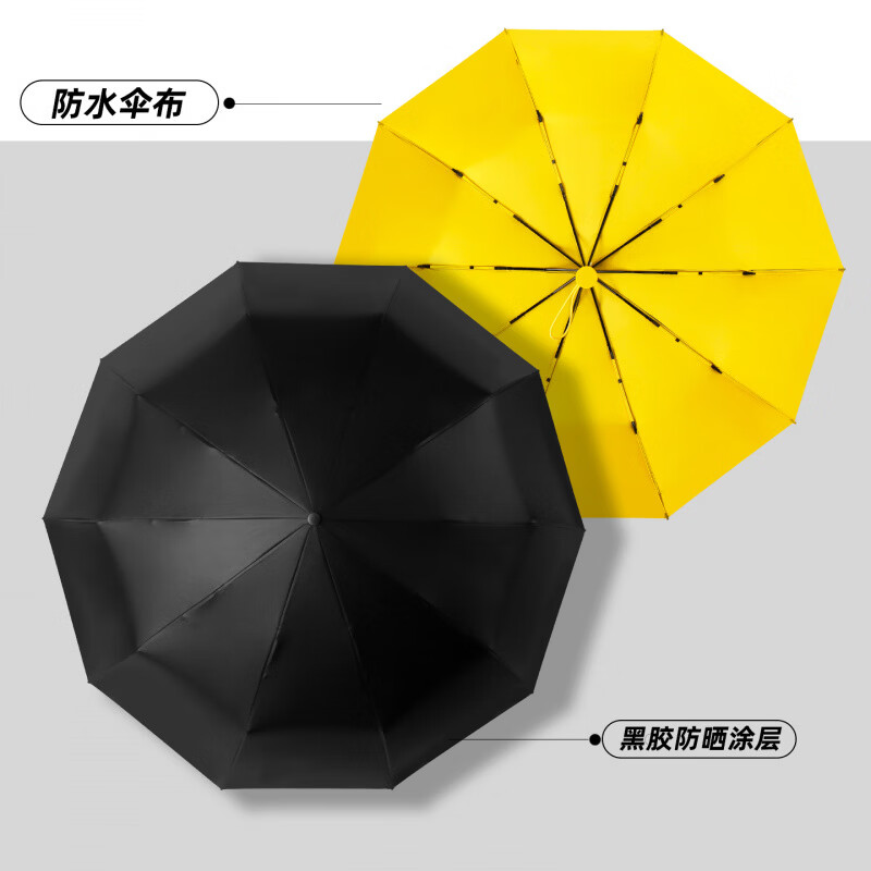 何佳功雨伞定制自动巨无霸大伞雨伞加厚加大加固抗风晴雨伞黑胶三人雨伞 手动超大125厘米3人晴雨伞【曜石黑】