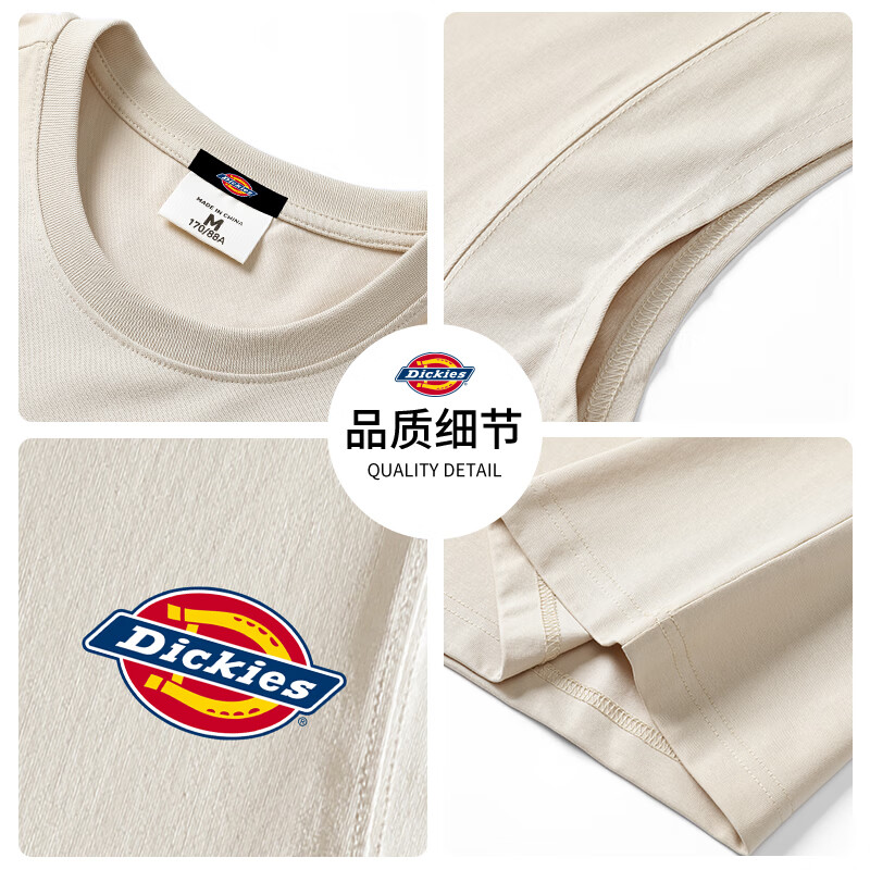 Dickies帝酷适背心男运动健身坎肩美式印花休闲透气重磅宽松无袖T恤上衣 酒红 【官方正品】 XL 【建议130-150斤】