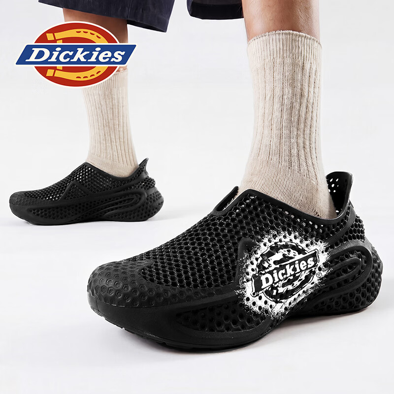 Dickies品牌男鞋2026夏季新款镂空时尚百搭休闲鞋一脚蹬透气防滑凉鞋子男 黑色 44 270 2.5 京东折扣/优惠券