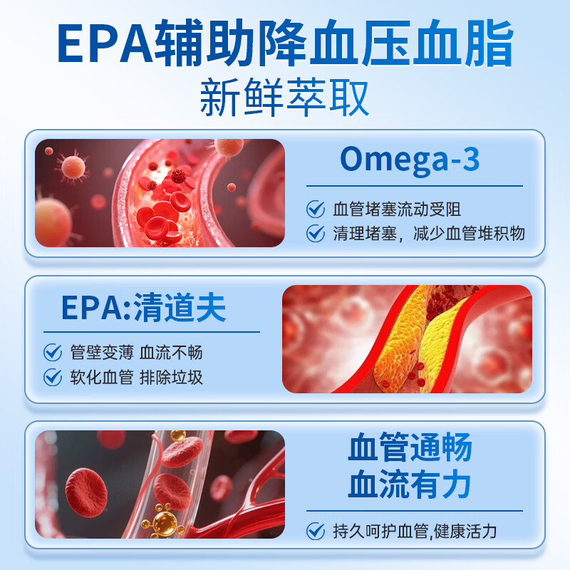 VIMARCHS德国深海鱼油软胶囊血管通辅助降血脂omega3高纯度鱼肝油中老年人 周期装 60粒*2瓶 【进阶呵护血管降血脂】
