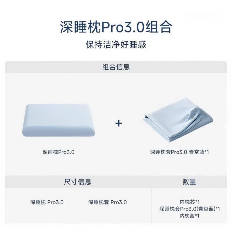 亚朵星球酒店同款深睡枕pro3记忆棉枕头枕芯慢回弹护颈椎枕酒店侧睡成人枕 深睡枕Pro3.0三芯【枕芯+内套+枕套】青空蓝 10cm 42x70x