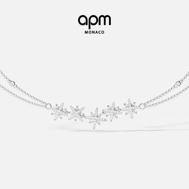 APM Monaco流星双层链式项链女款轻奢高级感锁骨链送女生女友老婆生日礼物