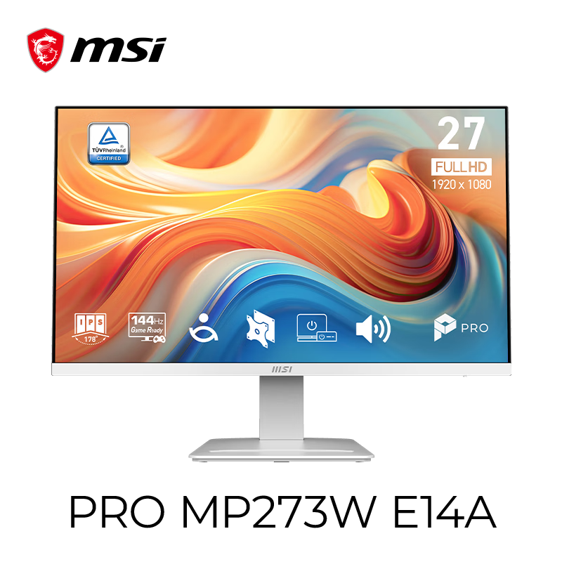 微星推出“PRO MP273W E14A”27 英寸显示器：1080P 144Hz，659 元