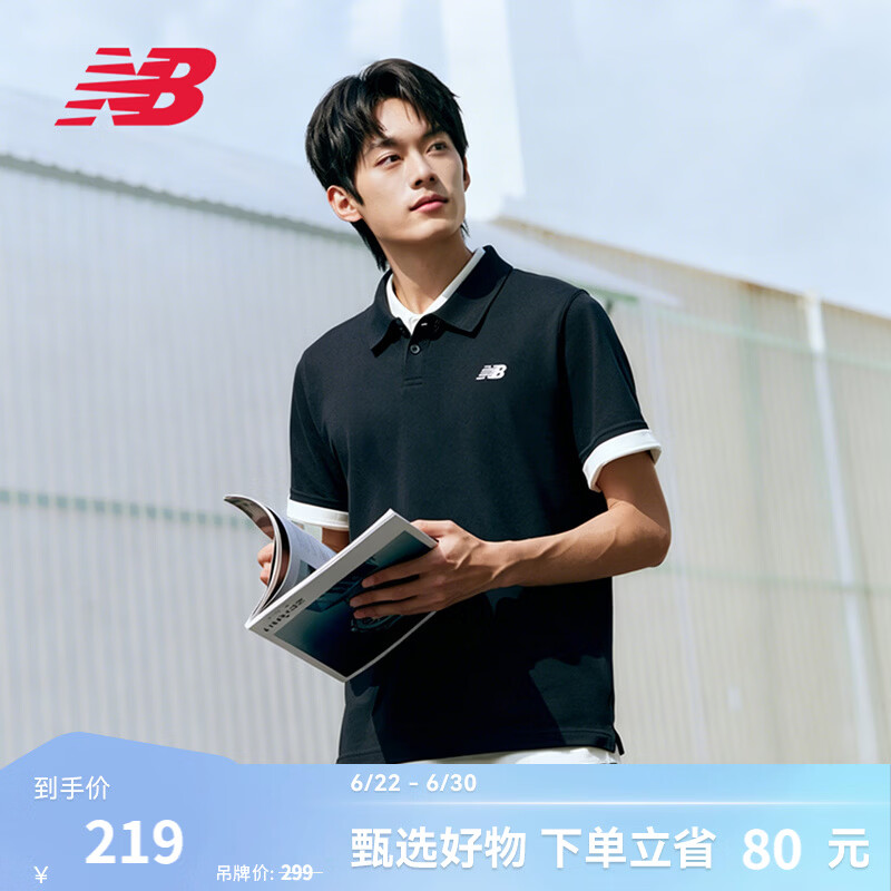 NEW BALANCE NB官方夏季男款时尚透气短袖休闲百搭舒适POLO衫 BK MT51519 L