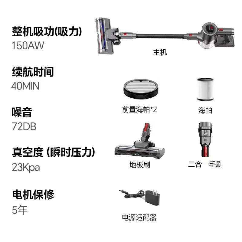 小狗吸尘器家用大吸力吸拖一体三合一无线手持长续航绿光显尘吸尘机 猫毛狗毛宠物吸毛 V6 V6旗舰·生活全场景