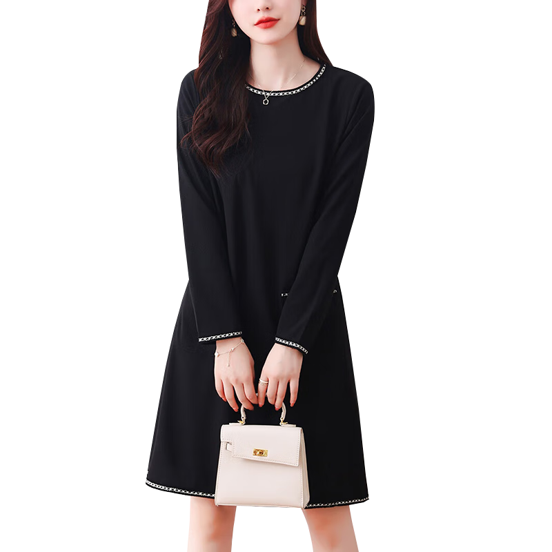 ɯ�ݶ��޴���Ůװ����װ��Ʒ��Ů���ڶ���������mm����A��Բ������ȹ19655 ��ɫ XL����115-130�ﴩ��