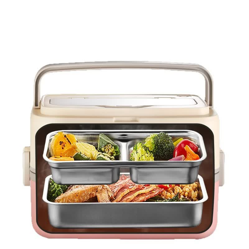 KITCHOICE热饭盒加热饭盒可自加热饭盒可插电加热饭盒304不锈钢热饭神器上班族女带盖可煮饭插电保温电餐盒 1L 【天空蓝】赠筷子勺304不锈钢内胆