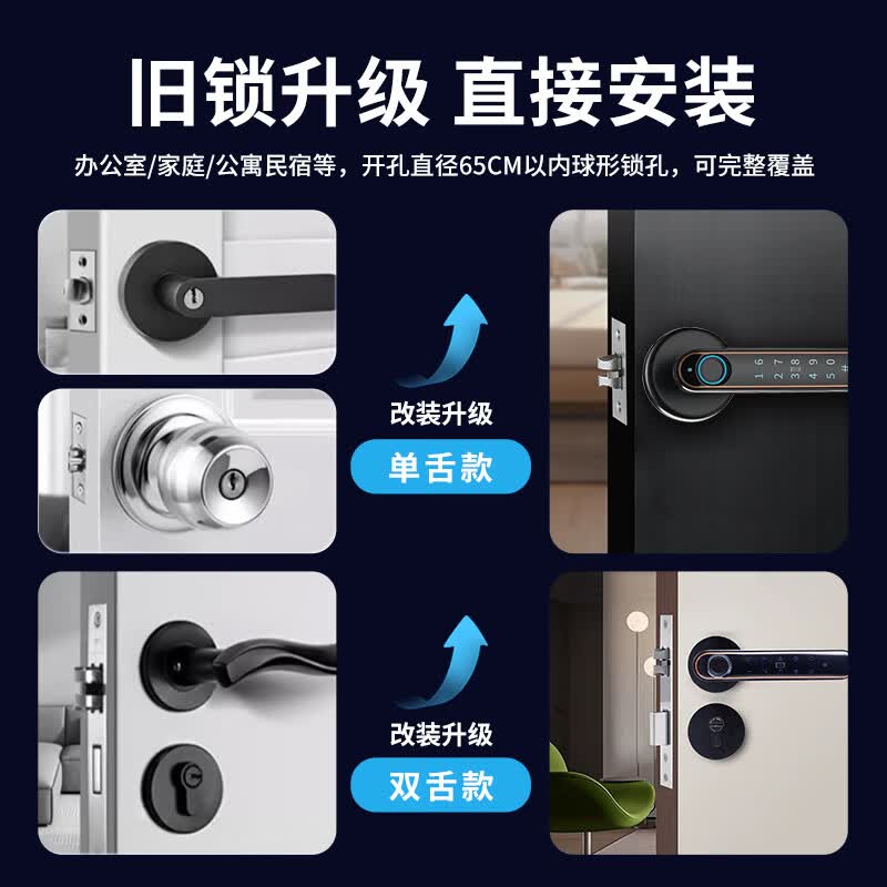 英可语音导航指纹密码锁 家用房门智能锁办公室卧室电子密码房门锁 语音双舌涂鸦蓝牙款（自主安装）