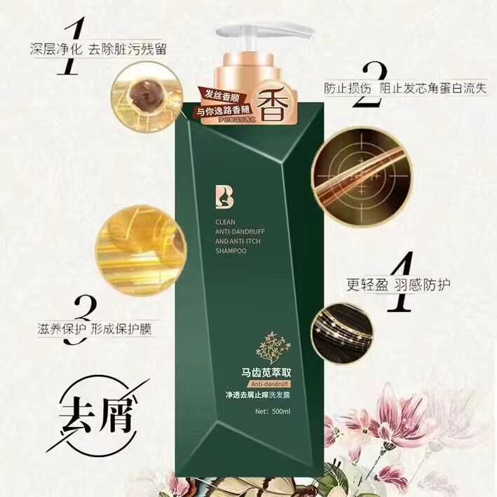 佰逸顺去屑止痒控油蓬松顺滑净透洁净水润洗发水马齿苋萃取精华 控油止痒1瓶 500毫升