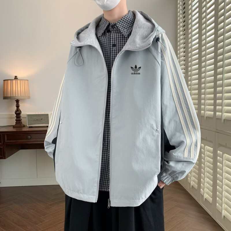 Y-3三叶草2026新款春秋三条杠防风夹克外套双面穿针织百搭宽松大码 藏青色 L 建议体重110~130斤