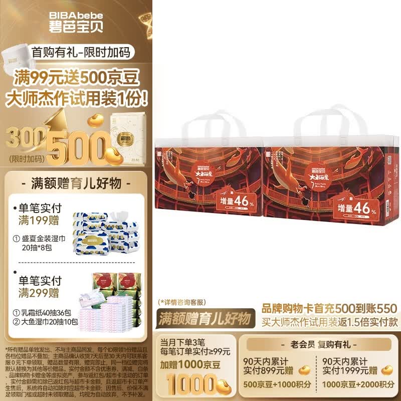 碧芭宝贝【会员专享】大鱼海棠成长裤婴儿尿不湿宝宝训练裤夏季凉爽尿裤 拉拉裤3XL码38片*2包（加量装）
