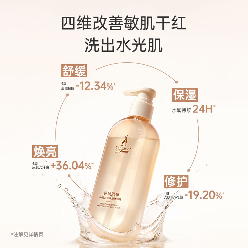 袋鼠妈妈备孕妇女洗护套装洗发水沐浴露小麦柔顺控油保湿蓬松止痒洗沐用品 【全家洗护】控油蓬松洗护3件套+牙膏2支