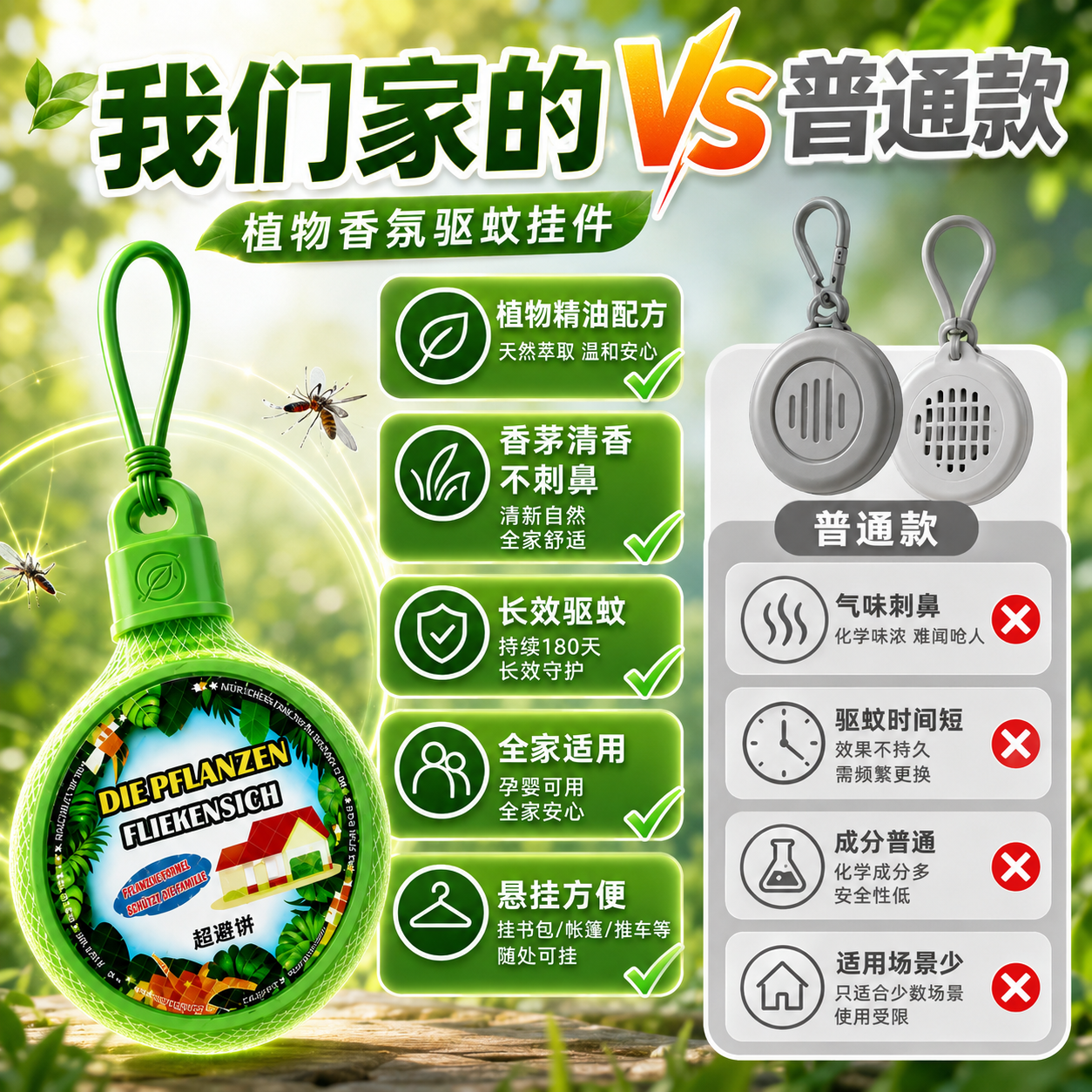 JCZS德国品牌强效驱蚊挂件室内驱虫神器苍蝇蟑螂香薰防虫凝胶驱赶害虫 【6个装】长效防蚊丨远离叮咬