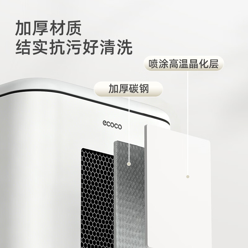 ecoco垃圾桶家用2026新款客厅轻奢高档款厨房客厅现代高颜值带盖桶 奶油白 20L