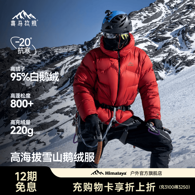 喜马拉雅玉龙鹅绒服800蓬95绒-20°C雪山攀登专业户外抗寒防风高蓬羽绒服 藻灰绿 800蓬95鹅绒-20°C XL 充绒量220g