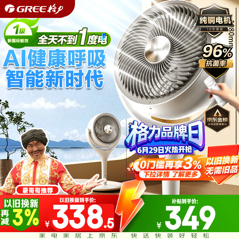 格力（GREE）【豪哥哥推荐织风者AI+Pro】一级能效直流变频轻音节能超静音空气循环扇遥控电风扇家用净化落地扇