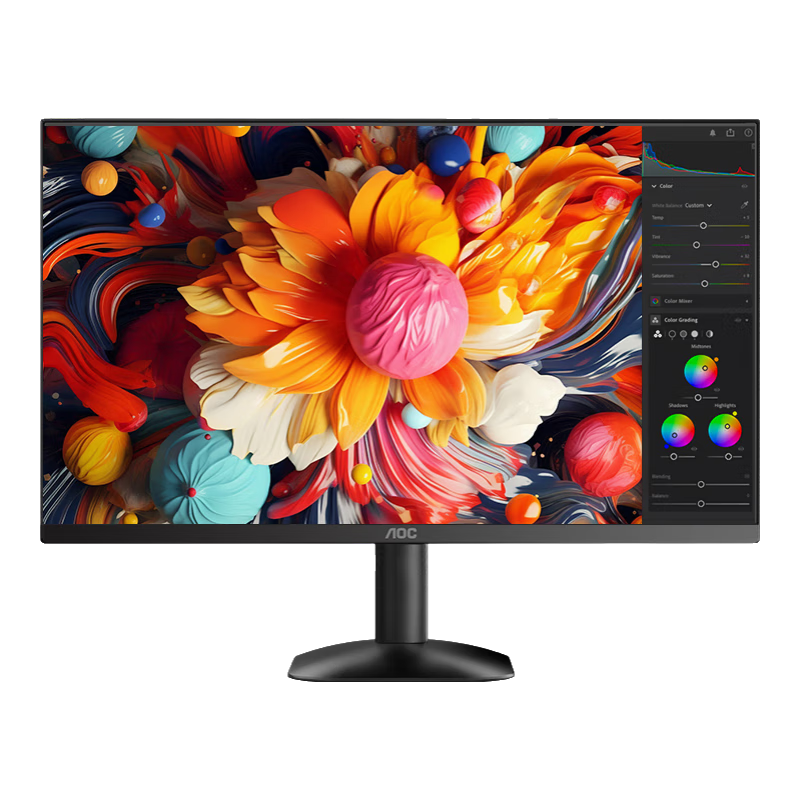 plus：AOC 27英寸 4K IPS广色域 HDR 出厂校色 低蓝光不闪 超薄办公电脑显示器 U27B35