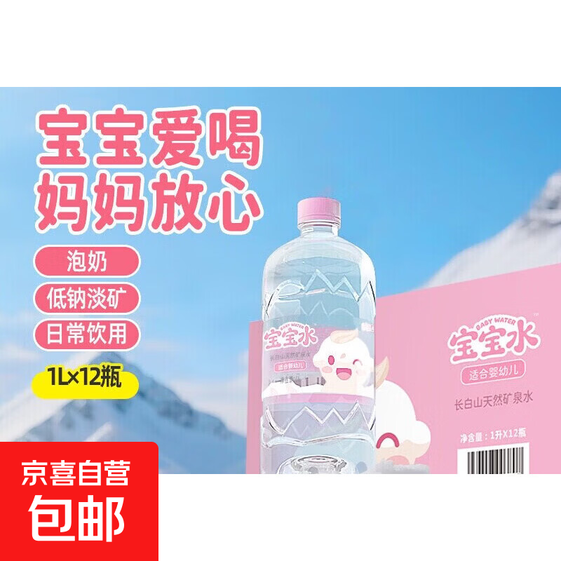 纯净水婴儿泡奶冰泉婴儿水天然矿泉水宝宝水婴儿冲奶专用水婴幼儿 恒大冰泉婴儿水1L*12瓶*1箱 1件