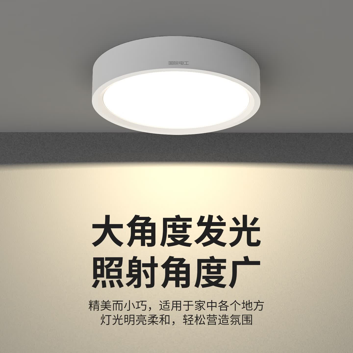 国际电工全光谱超薄明装筒灯圆形led小吸顶灯入户过道走廊天花板吊顶射灯 全光谱护眼【30W黑壳】直径16cm 三色变光
