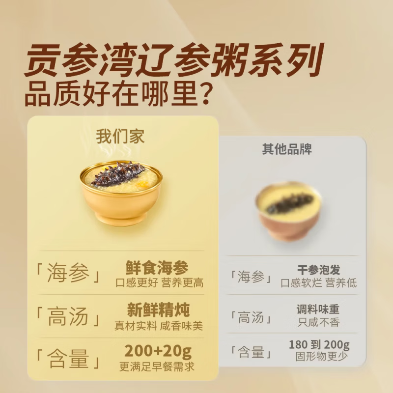 海参小米粥加热即食早餐小米辽参粥杂粮海叁生早餐金汤 3盒