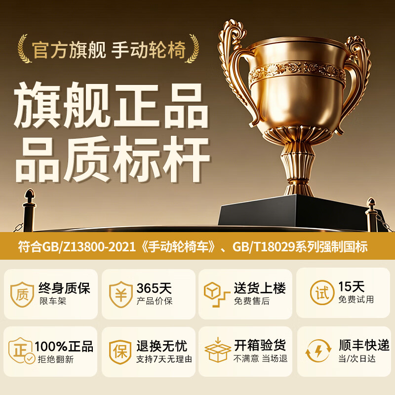 迪护手动轮椅轻便折叠老人专用出行可自推手推可折叠便携式老年人小型 大轮软座款(一体轮)无坐便