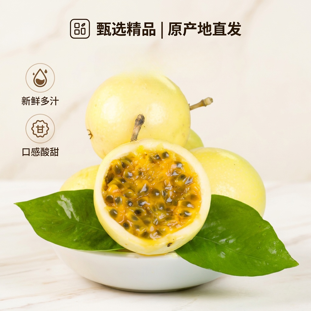 广西百香果水果生鲜当季应季特产钦蜜9号黄金百香果 特大果70-90g净果8.5斤装