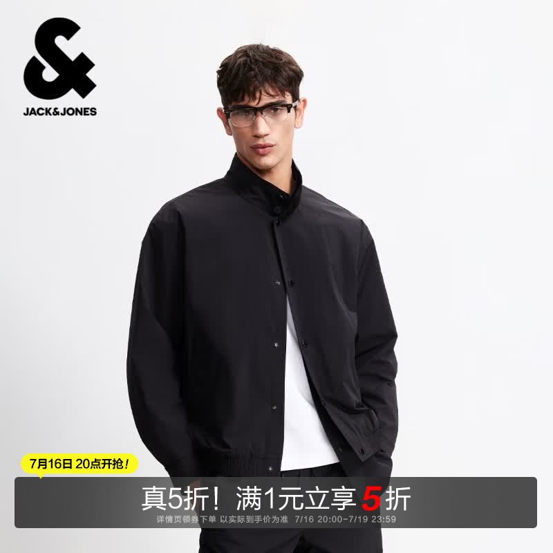 杰克·琼斯（JACK&amp;JONES）男装26年春秋季新款哈灵顿外套男士商务潮流休闲风行政夹克高级感 E40黑色 常规 M （175）