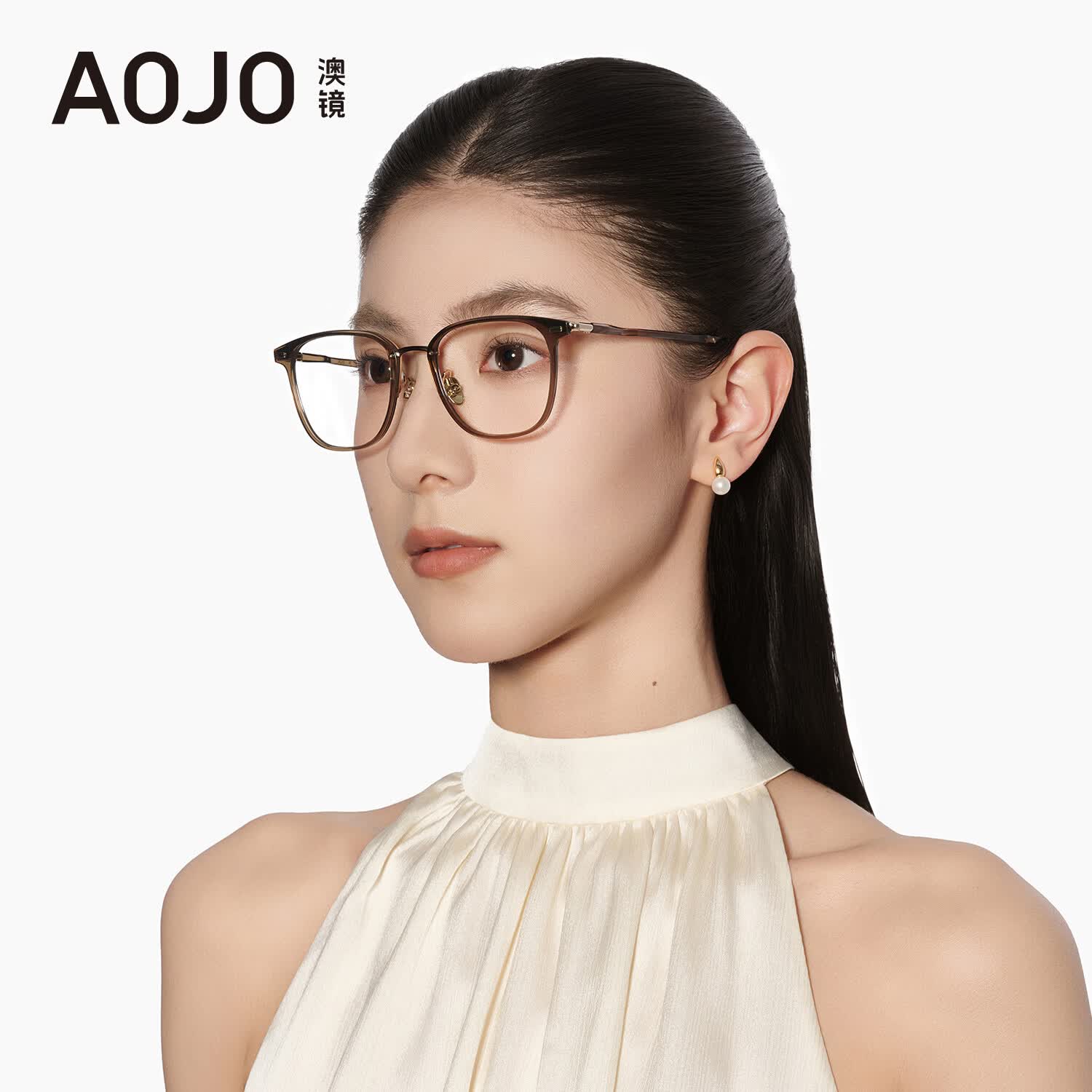 aojo眼镜框氢气系列复古方框女专业可配防蓝光高度数近视眼镜男FM106 C1石曜黑 仅14g重 单镜框