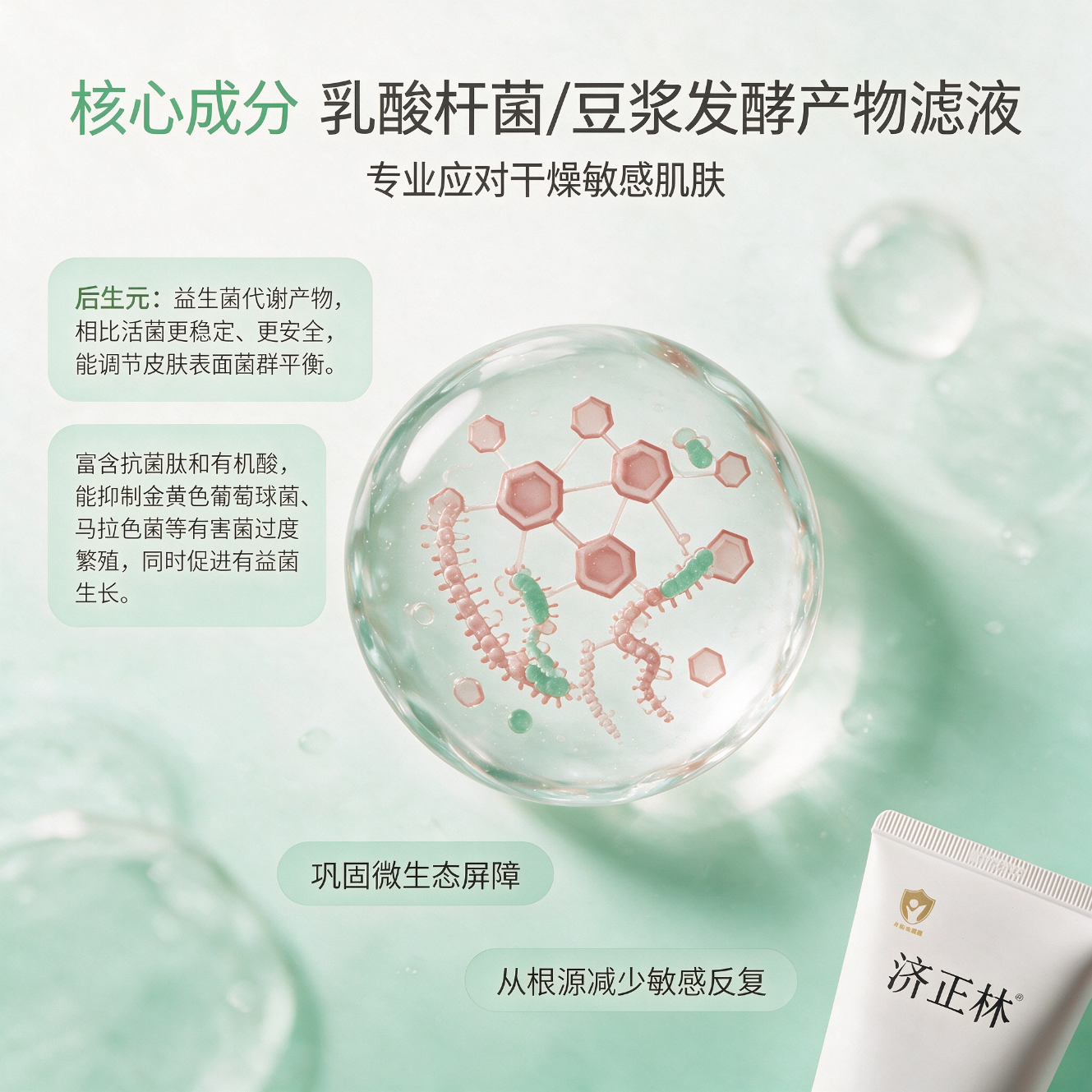 济正林舒缓特护霜150g 面霜4-叔丁基环己醇,后生元 济正林舒缓特护霜150g