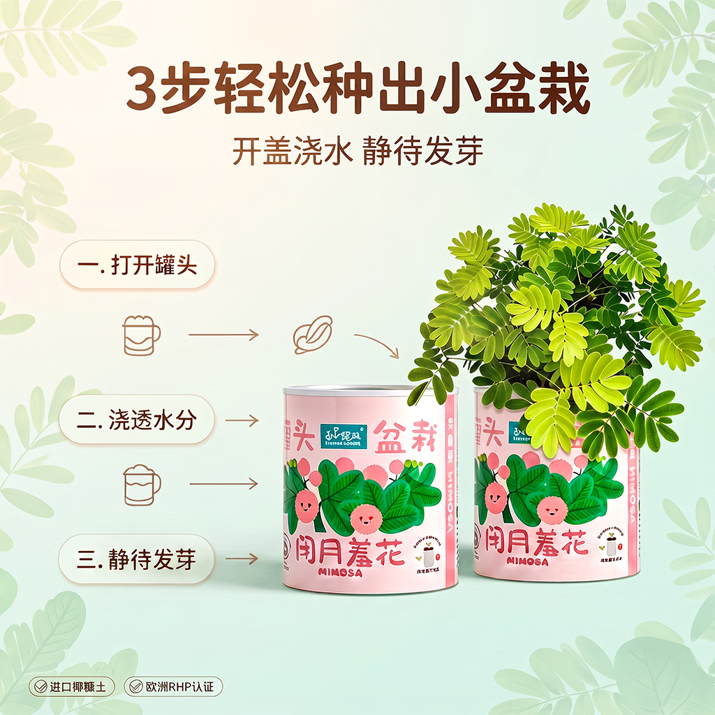 IAM City Farmer番茄罐头盆栽儿童种植小盆栽幼儿园植物绿植科学试验观察种植作业 【和气生财】生菜种植罐头 套装